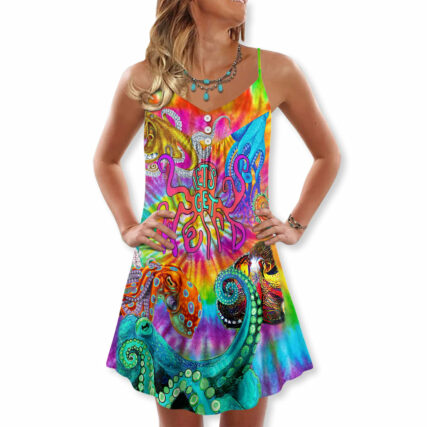 Hippie Let's Get Octopus - V-neck Sleeveless Cami Dress - Owl Ohh - Owl Ohh