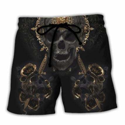 Skull Golden Skull True King Stay True Till Death - Beach Short - Owl Ohh - Owl Ohh
