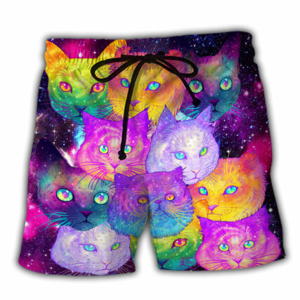 Cat Galaxy Coloful Cool Style - Beach Short - Owl Ohh - Owl Ohh