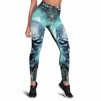 Skull Blue Flame Screaming - Legging - Owl Ohh - Owl Ohh