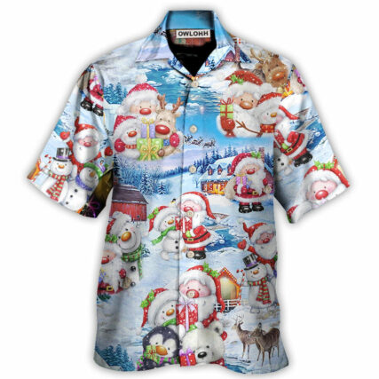 Christmas Santa And Snowman Christmas Holiday - Hawaiian Shirt - Owl Ohh - Owl Ohh