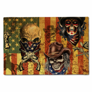 Skull Cowboy America Retro - Doormat - Owl Ohh - Owl Ohh