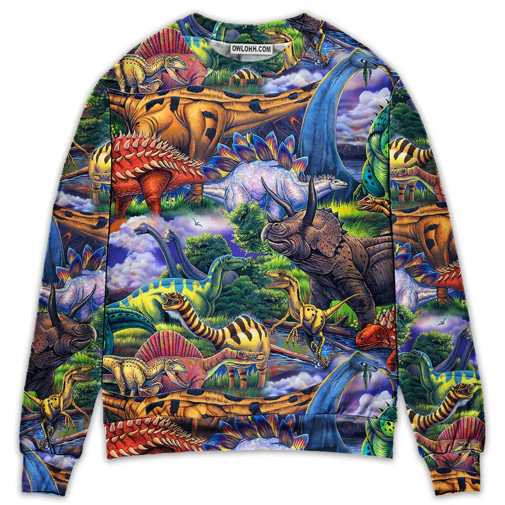 Dinosaur Art Coloful Style - Sweater - Ugly Christmas Sweaters - Owl Ohh - Owl Ohh