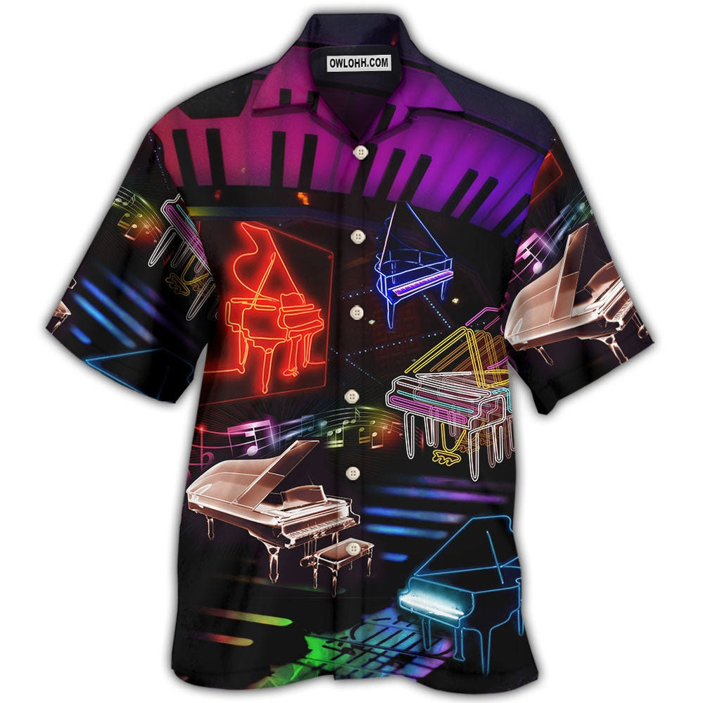 Piano Neon Style Music Lover - Hawaiian Shirt - Owl Ohh - Owl Ohh