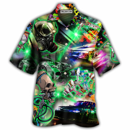 Auto Body Painter Amazing Skull Colorful - Hawaiian Shirt - Owl Ohh - Owl Ohh