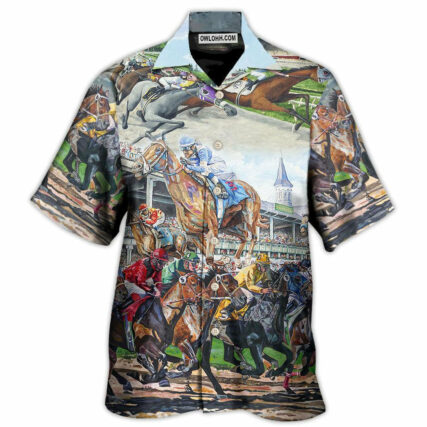 Horse Racing Be Strong Be Brave - Hawaiian Shirt - Owl Ohh - Owl Ohh