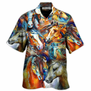 Horse Face Colorful Cool Art Style - Hawaiian Shirt - Owl Ohh - Owl Ohh