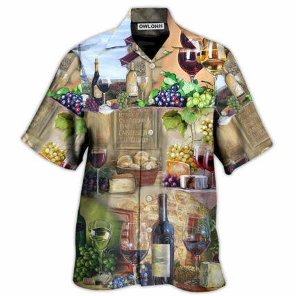 Wine Grape And Cheese Art - Hawaiian Shirt - Owl Ohh - Owl Ohh