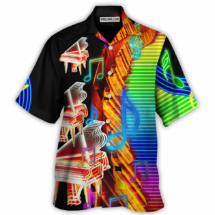 Piano Music Neon Colorful - Hawaiian Shirt - Owl Ohh for men and women, kids - Owl Ohh