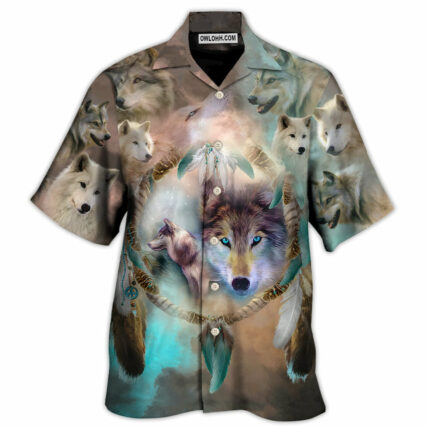 Native American Wolf Dream Catcher Art Style - Hawaiian Shirt - Owl Ohh - Owl Ohh