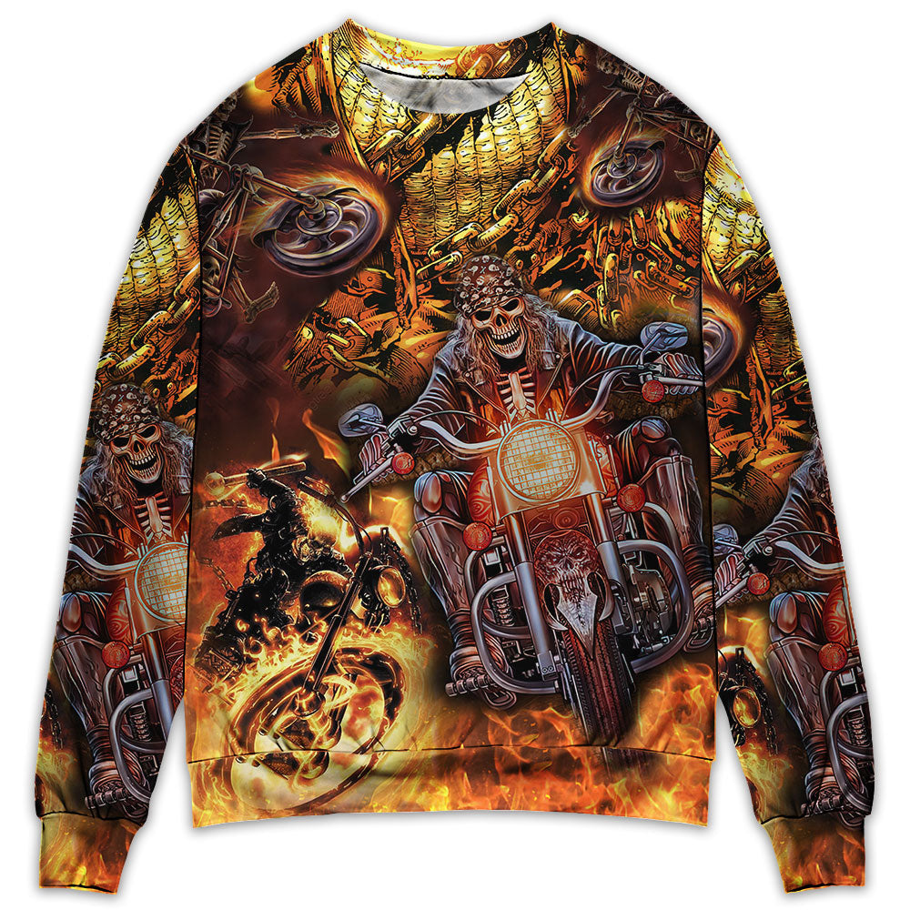 Skull Motorcycle Racing Fast Fire - Sweater - Ugly Christmas Sweaters - Owl Ohh - Owl Ohh