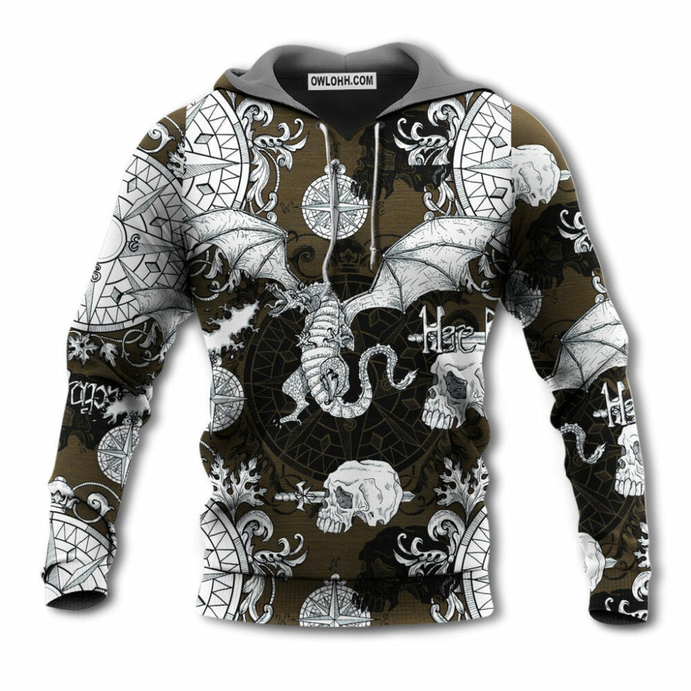 Dragon Flying With Skull Gothic Style - Hoodie - Owl Ohh - Owl Ohh