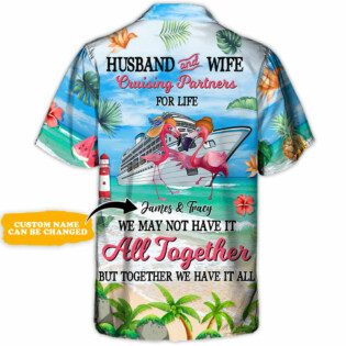 Cruising Partners Flamingo Husband And Wife Cruising Partners For Life Personalized - Hawaiian Shirt - Personalized Photo Gifts for men and women, kids - Owl Ohh