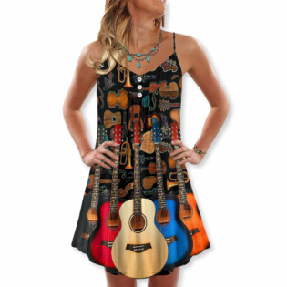 Guitar Lover Happy Life With Music - V-neck Sleeveless Cami Dress - Owl Ohh - Owl Ohh