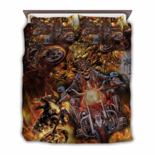 Skull Motorcycle Racing Fast Fire - Bedding Cover - Owl Ohh - Owl Ohh