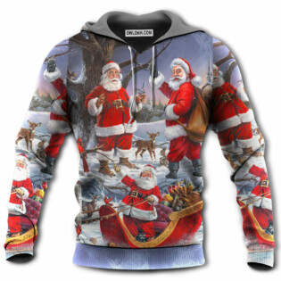 Christmas Funny Santa Claus Happy Xmas Is Coming Art Style High - Hoodie - Owl Ohh - Owl Ohh