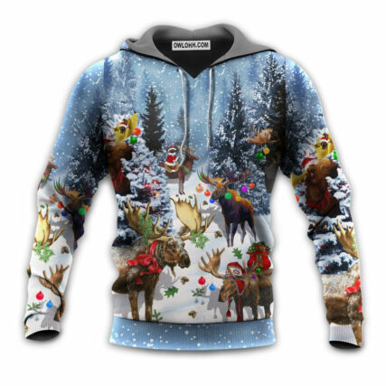 Christmas Moose Merry Xmas Snow - Hoodie - Owl Ohh - Owl Ohh