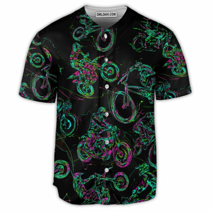 Motorcycle Neon Art Style - Baseball Jersey - Owl Ohh - Owl Ohh