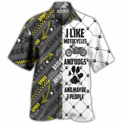 Motorcycles I Like Motocycles And Dogs - Hawaiian Shirt - Owl Ohh - Owl Ohh