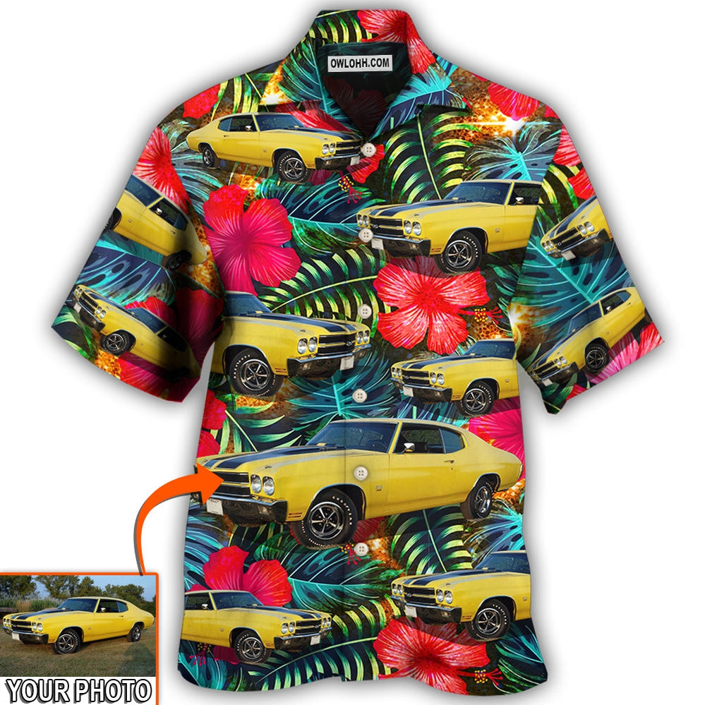 Car Chevelle Car Cool Tropical Flower Custom Photo - Hawaiian Shirt - Owl Ohh - Owl Ohh