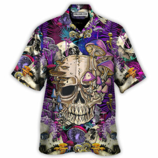 Mushroom Crazy Bright Magic Psychedelic Skull - Hawaiian Shirt - Owl Ohh - Owl Ohh