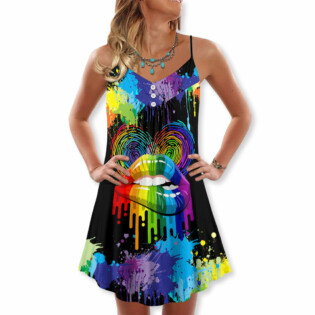 LGBT Lips The Color Of Happiness - V-neck Sleeveless Cami Dress - Owl Ohh - Owl Ohh