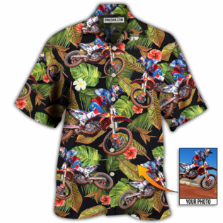 Motocross Tropical Flower Custom Photo - Hawaiian Shirt - Owl Ohh - Owl Ohh