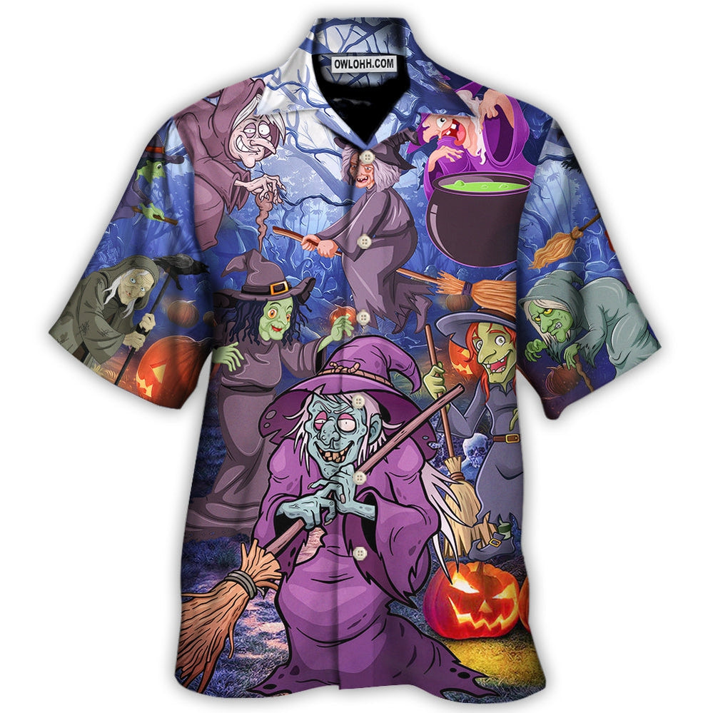 Halloween Funny Witch Pumpkin In The Magic Forest - Hawaiian Shirt - Owl Ohh - Owl Ohh
