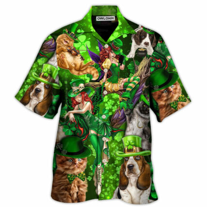 Irish Cat Girl St Patrick's Day Green Light - Hawaiian Shirt - Owl Ohh - Owl Ohh