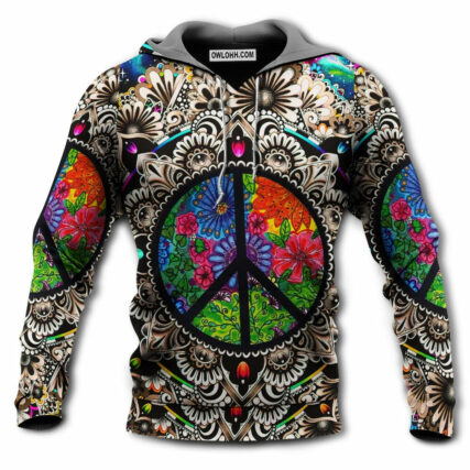 Hippie Peace Sign Galaxy - Hoodie - Owl Ohh - Owl Ohh