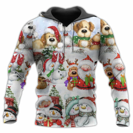 Santa And Snowman Christmas Happy Together - Hoodie - Owl Ohh - Owl Ohh