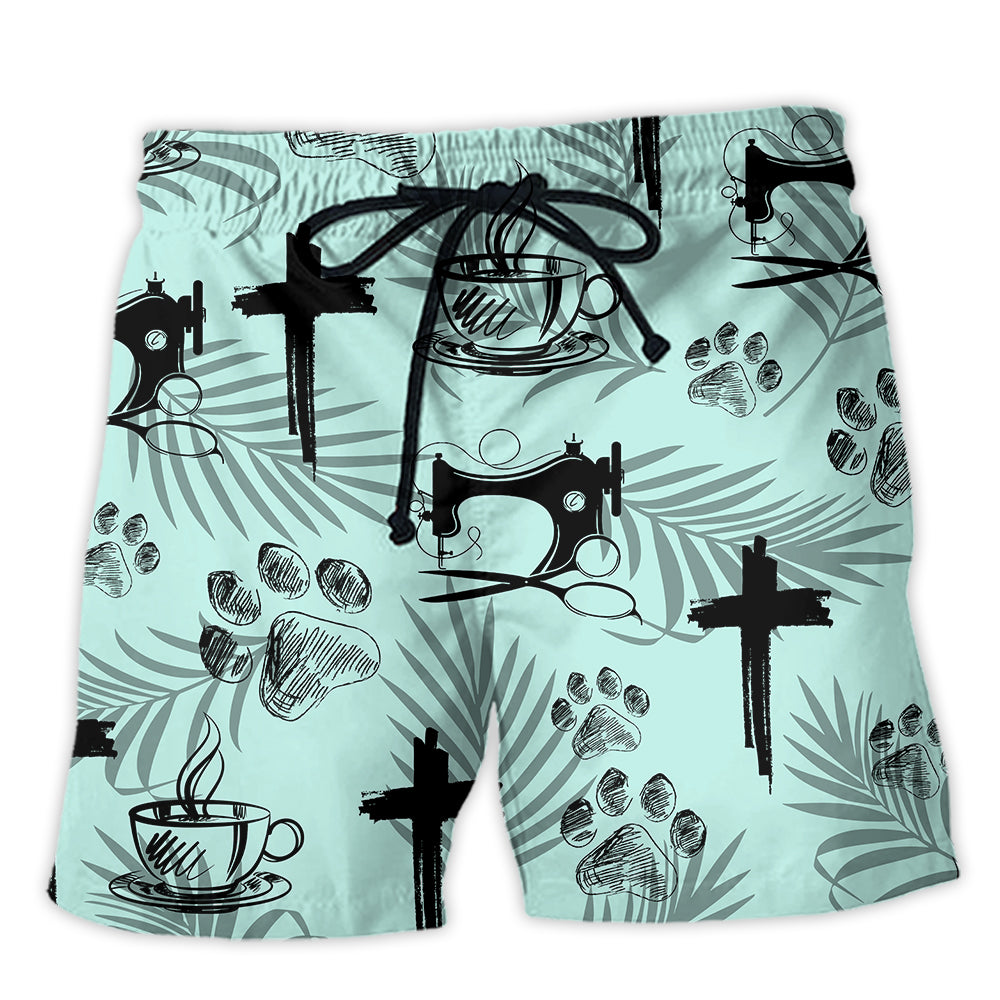 Coffee Jesus Dog Coffee Sewing Lover - Beach Short - Owl Ohh - Owl Ohh