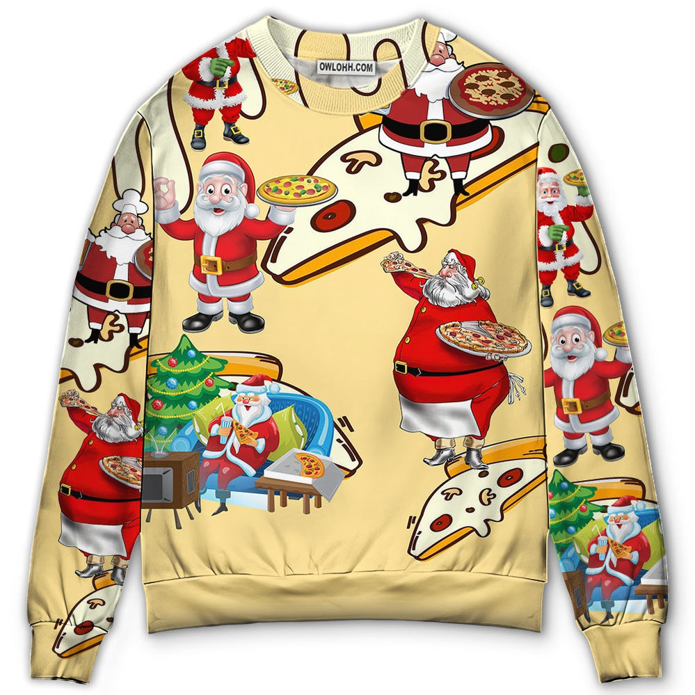 Christmas Santa Eating Pizza. It's Yummy - Sweater - Ugly Christmas Sweaters - Owl Ohh - Owl Ohh