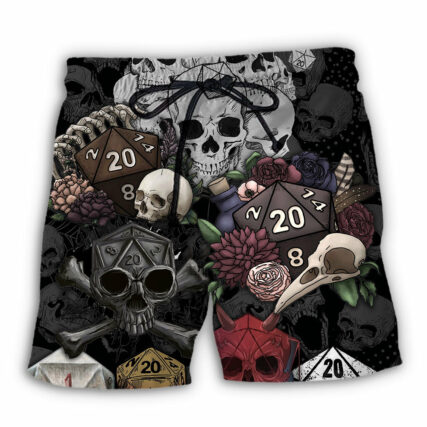 D20 And Skull Darkness Art - Beach Short - Owl Ohh - Owl Ohh