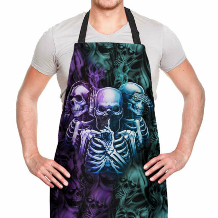 Skull Neither Hear Nor See - Adjustable Apron - Owl Ohh - Owl Ohh