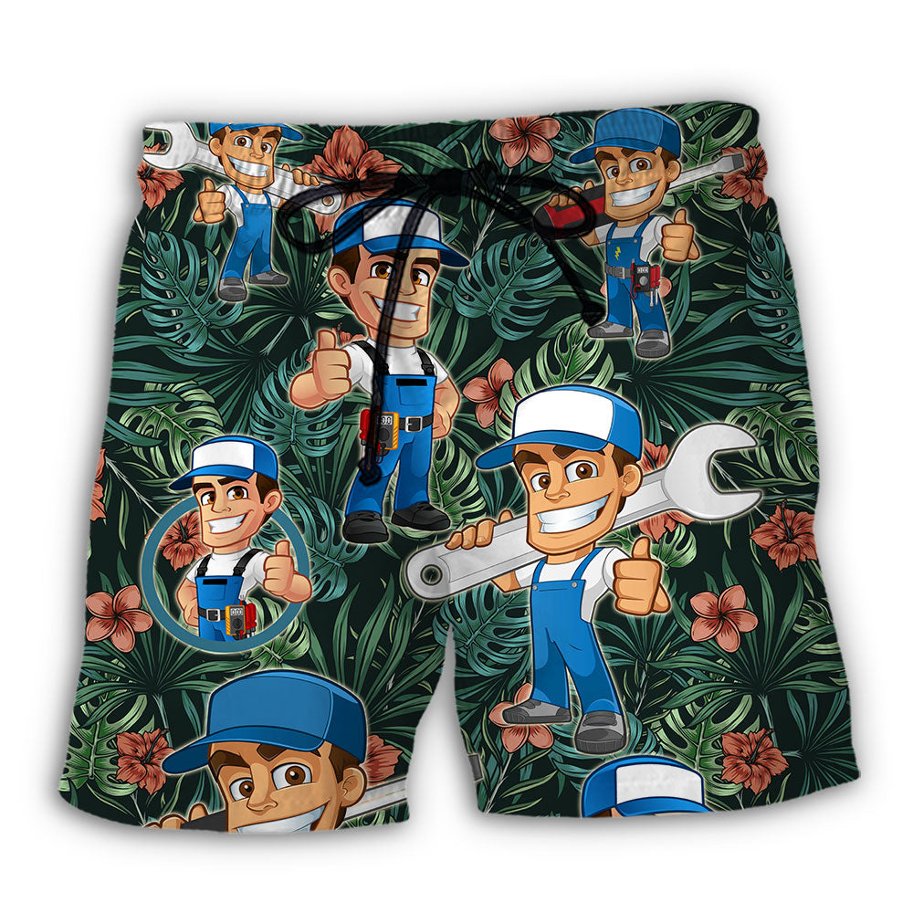 Electrician Tropical Pattern Vibe - Beach Short - Owl Ohh - Owl Ohh