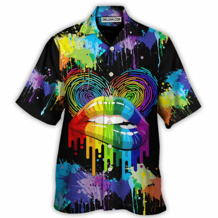 LGBT Lips The Color Of Happiness - Hawaiian Shirt - Owl Ohh - Owl Ohh