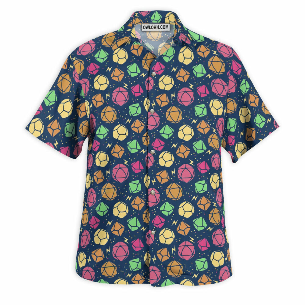 DnD Geeky Dice Thunder Pattern - Hawaiian Shirt - Owl Ohh - Owl Ohh
