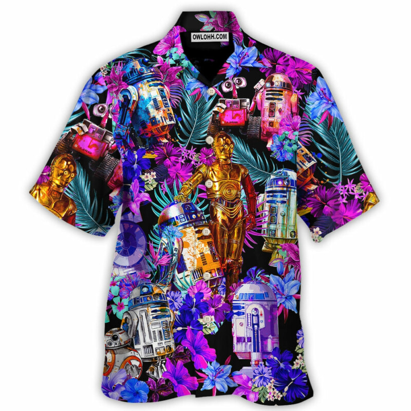 Special Star Wars R2-D2 With Friends Synthwave - Hawaiian Shirt - Owl Ohh-Owl Ohh