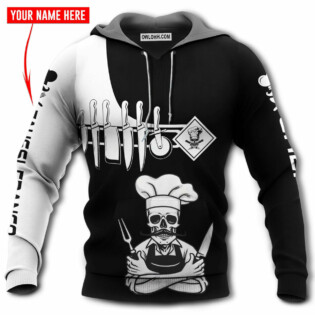 Chef Skull Black And White Personalized - Hoodie - Owl Ohh - Owl Ohh
