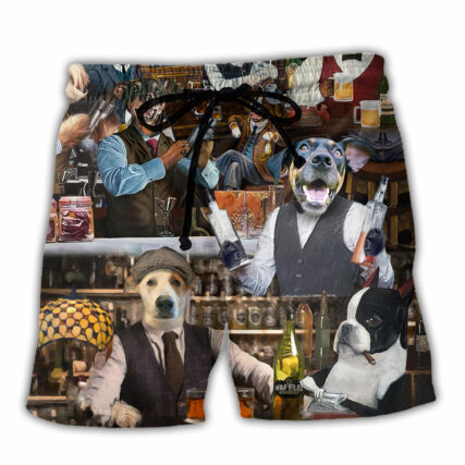 Bartender Dog Mixologist Job Is Never Done - Beach Short - Owl Ohh - Owl Ohh
