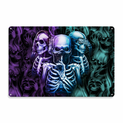 Skull Neither Hear Nor See - Metal Sign - Owl Ohh - Owl Ohh