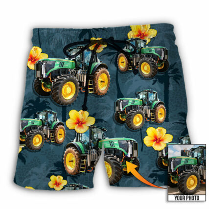 Tractor Lover Tropical Custom Photo - Beach Short - Owl Ohh - Owl Ohh