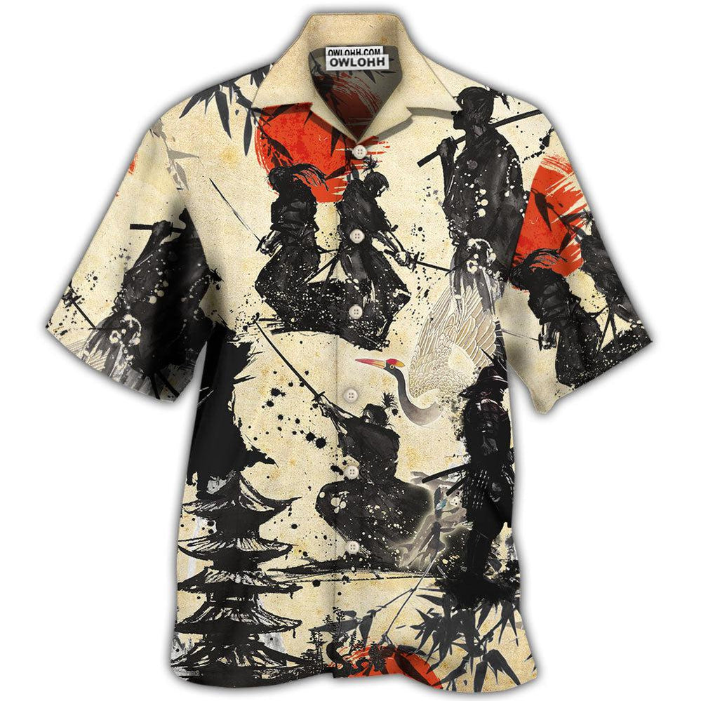 Samurai Mountain Sketch Art - Hawaiian Shirt - Owl Ohh - Owl Ohh