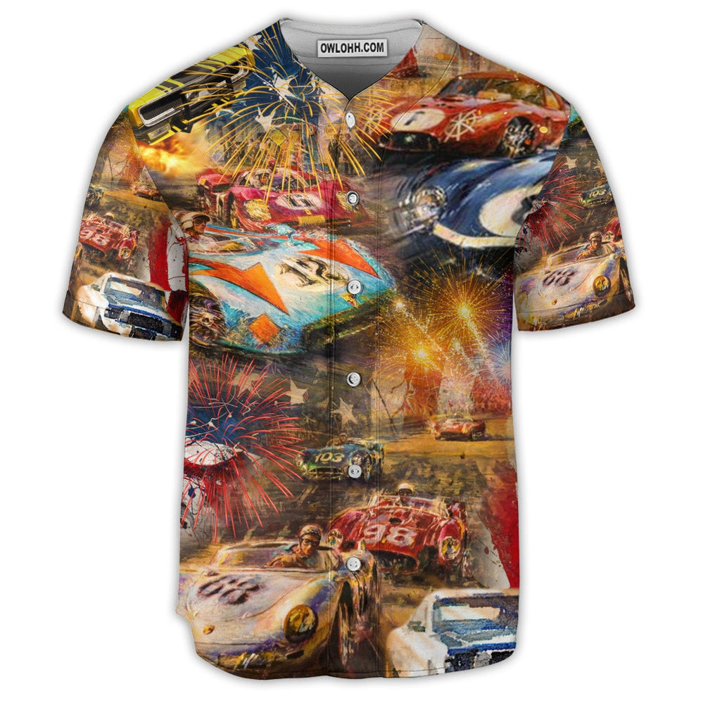 Car Racing Independence Day Love Racing Style - Baseball Jersey - Owl Ohh - Owl Ohh