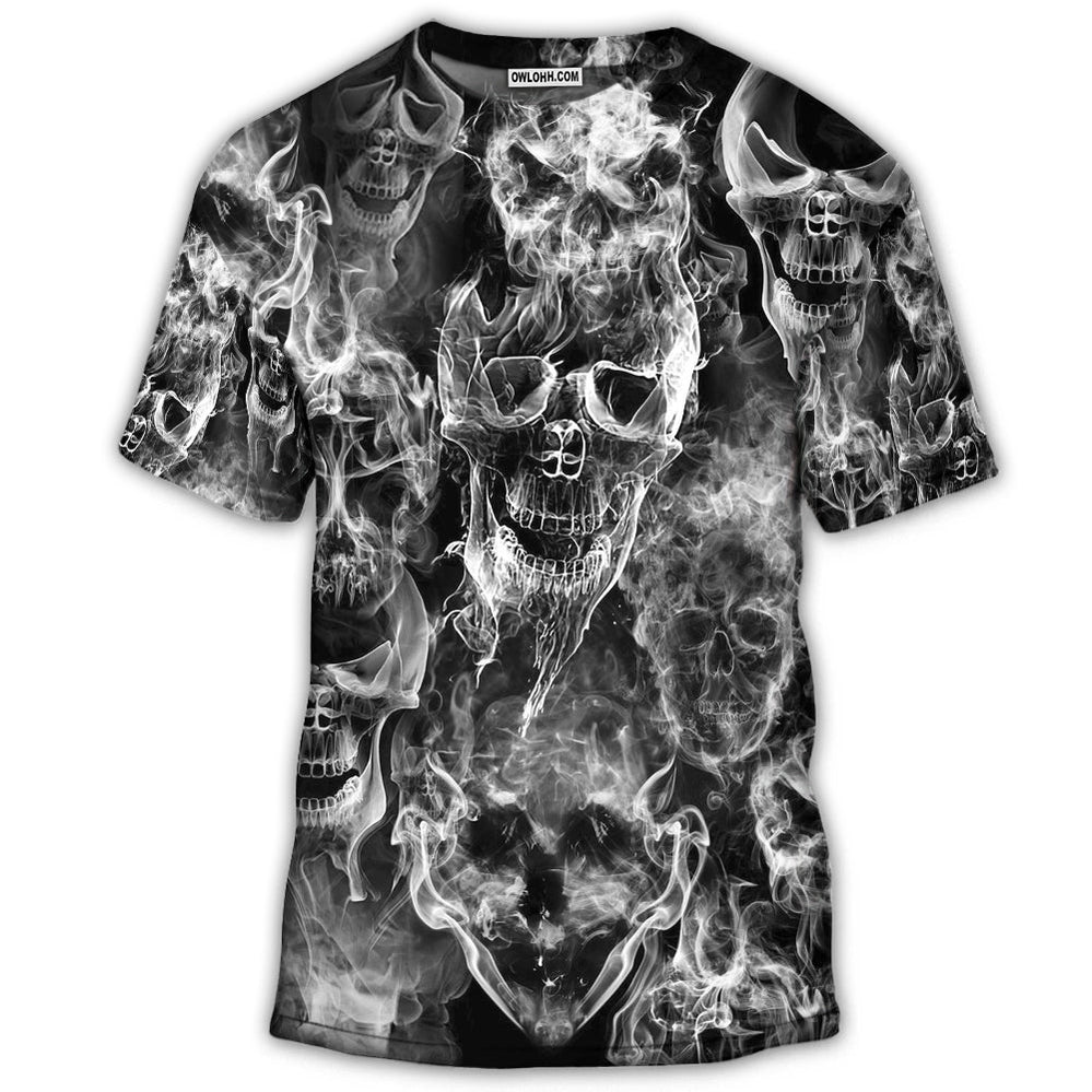 Skull Smoke Kill This Life - Round Neck T-shirt - Owl Ohh - Owl Ohh
