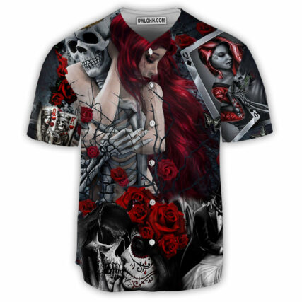 Skull Love Is Life Rose - Baseball Jersey - Owl Ohh - Owl Ohh
