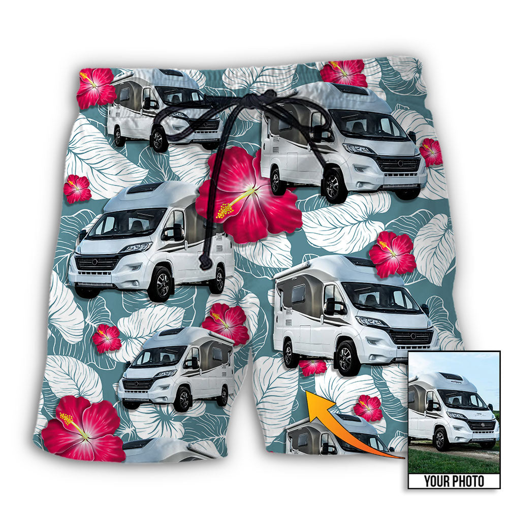 RV Camper Tropical Custom Photo - Beach Short - Owl Ohh - Owl Ohh