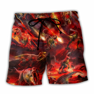 Dinosaur Meteorite Rain Cool Style - Beach Short - Owl Ohh - Owl Ohh