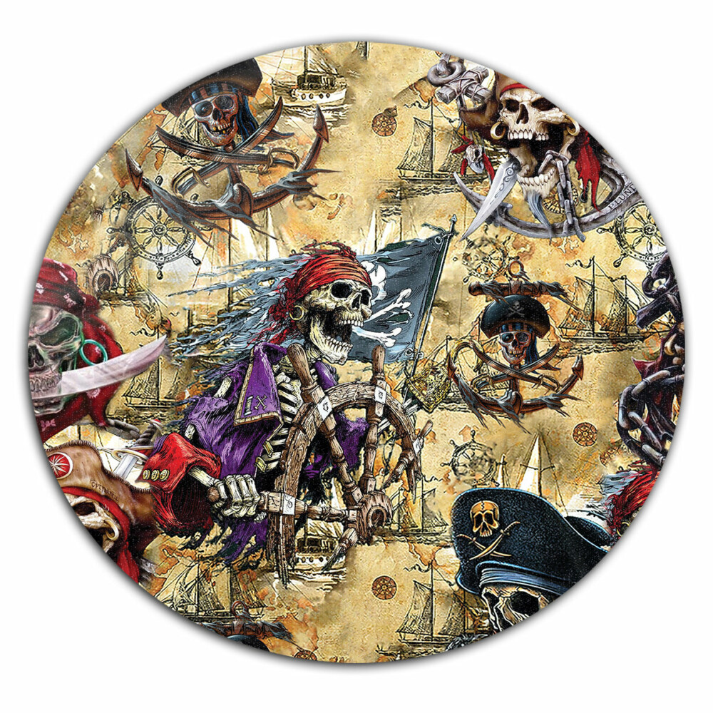 Skull Amazing Pirate Hunting - Round Mat - Owl Ohh - Owl Ohh